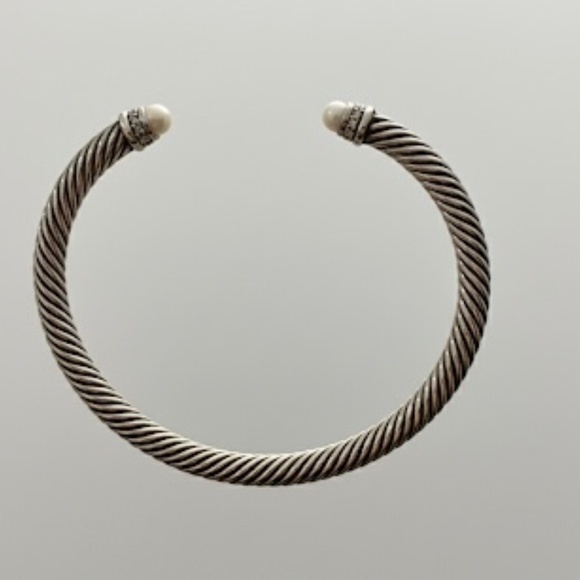 DAVID YURMAN - CLASSIC CABLE BRACELET Sterling Silver with Pearls and Diamonds - Picture 5 of 7